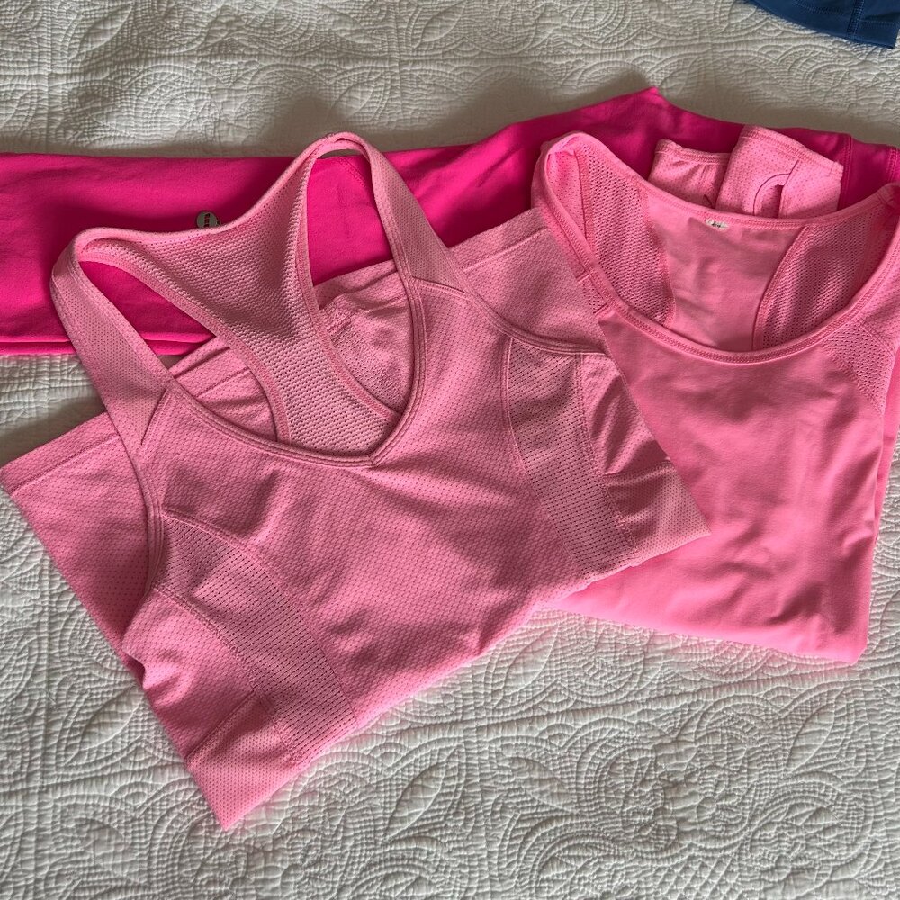 LORNA JANE “Power Pink” 3-Piece Active Set | XS | Capri Leggings